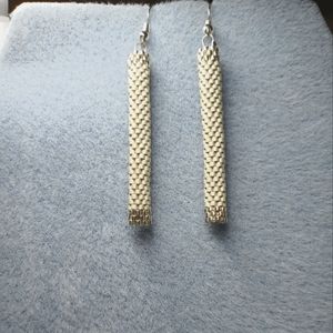 Beaded column sterling silver earrings